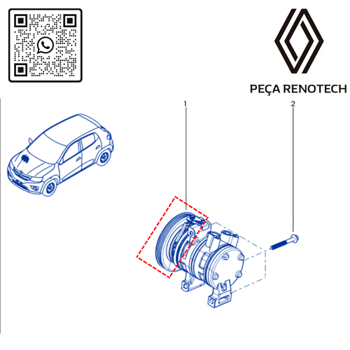 RN 630453 Conjunto de Embreagem do Compressor Renault Kwid -Para Compressor Orim - 5